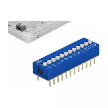 Przełącznik DIP do PCB DELOCK 66388, niebieski plastik, 10 szt., 31,9×9,9×5,5 mm