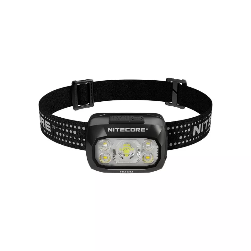 Lampa czołowa Nitecore NU30 — kompaktowa noszona lampa czołowa LED, do 500 lumenów, wiele poziomów jasności, tryb światła czerwonego