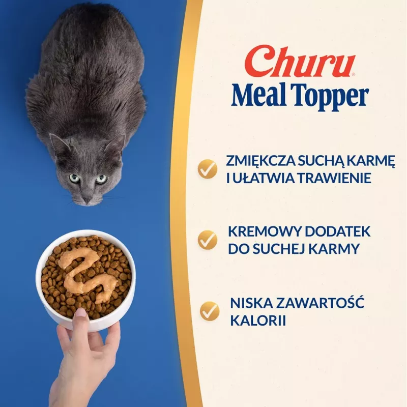 Saszetka z mokrym przysmakiem dla kota INABA Churu Meal Topper Tuńczyk z przegrzebkiem 4 x 14 g