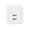 Wewnętrzna szybka ładowarka AC Belkin WCH020KQ2MWH-B6 — 2x USB‑C, 2 m zintegrowany kabel, biała