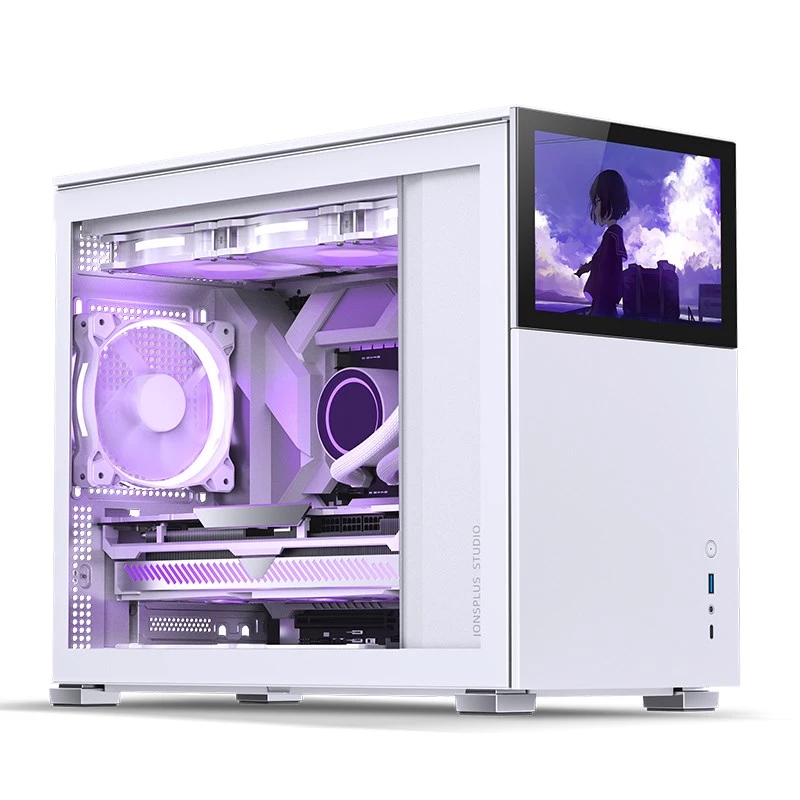Obudowa PC Jonsbo D31 STD biały — Midi Tower, stal, hartowane szkło, Micro-ATX/ITX/DTX, 2×2,5 cala + 1×3,5 cala, GPU do 400 mm, chłodzenie CPU 168 mm