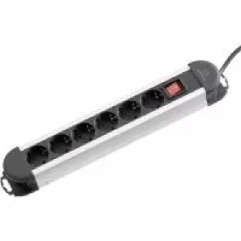 Listwa zasilająca Renkforce 1296311 — 6 gniazd czarna/srebrna z przełącznikiem