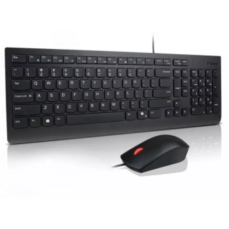 Komplet przewodowej klawiatury i myszy Lenovo Essential 4X31R64445 — przewodowa klawiatura USB pełnowymiarowa i przewodowa mysz USB