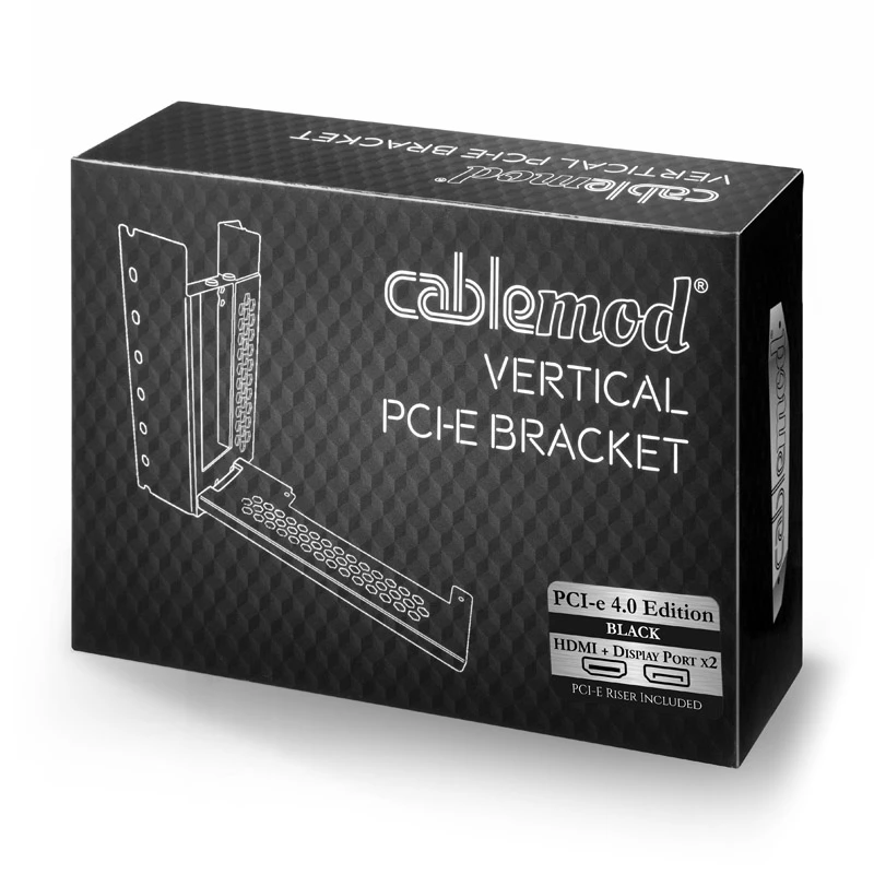 CableMod pionowy uchwyt PCI-e, wersja PCI-e 4.0, HDMI + DisplayPort, czarny