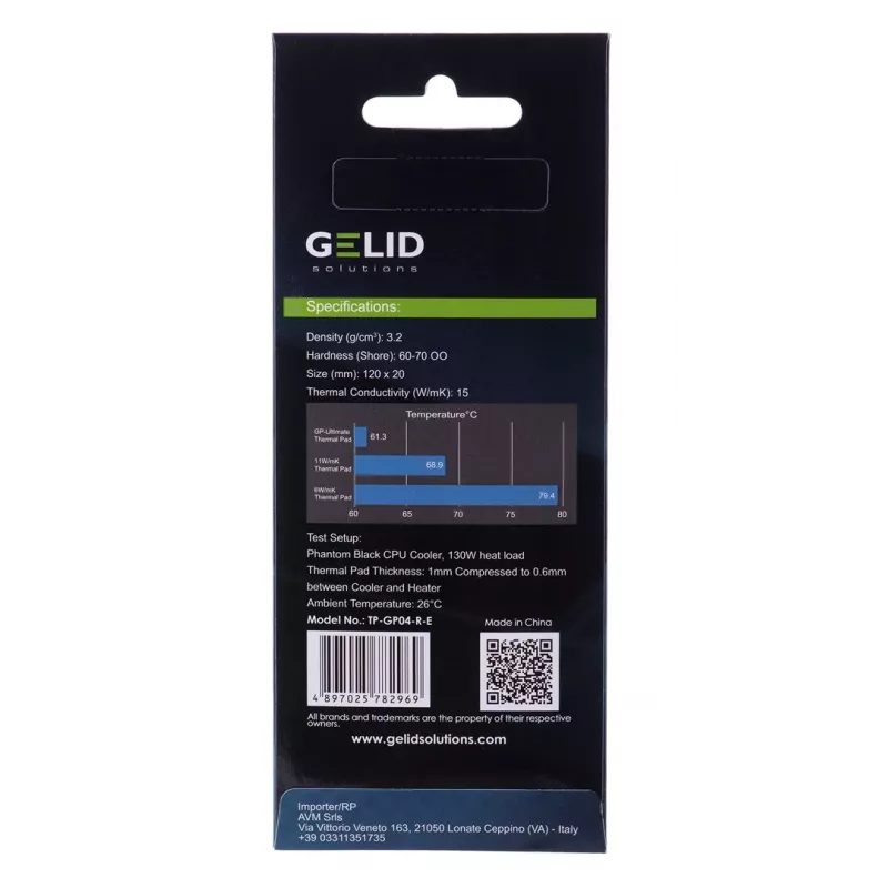 Podkładka termiczna Gelid TP-GP04-R-E 120×20×3,0 mm, gęstość 3,2 g/cm³, 1 szt.