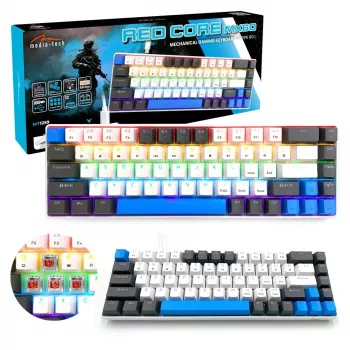 Klawiatura mechaniczna MEDIA-TECH MT1259 czerwony Core MX60, format 60%, przełączniki CHERRY MX czerwony, podświetlenie RGB, USB, wysokoprofilowe klawisze