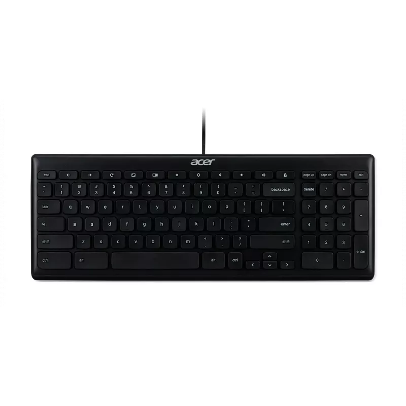Przewodowa klawiatura USB Acer GP.KBD11.04F — Pełnowymiarowa QWERTY US International, czarna, kabel 1,45 m