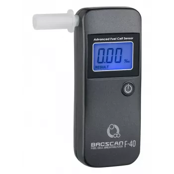 Alkomat BACscan F-40, bezkontaktowy, BAC 0–4%, dokładność 1%, czas nagrzewania 20 s, LCD, baterie AAA×2