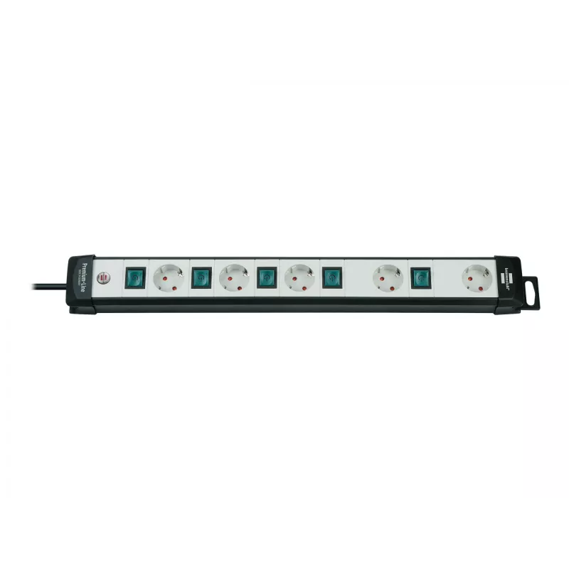 Brennenstuhl Premium-Line Technik 5-fach, 3 m Steckdosenleiste 5-fach schwarz/lichtgrau, 3m H05VV-F 3G1,5, einzeln schaltbar spezielle Steckdosenanord