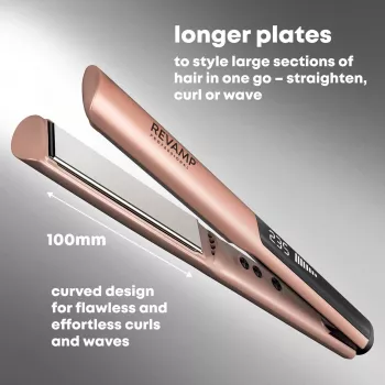 Prostownica do włosów Revamp ST-1900GD-EU z płytkami ceramicznymi, maks. 230°C, wtyczka EU