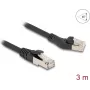 DeLOCK Kabel sieciowy RJ45 Kat.8.1 45° w lewo do prostego 3 m czarny
