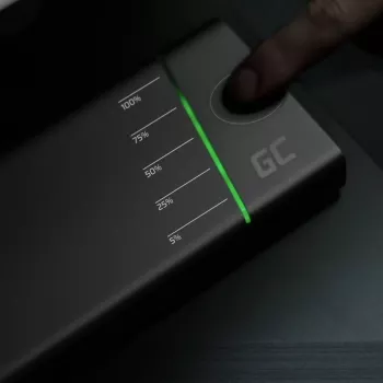 Przenośna bateria zielony Cell PowerPlay Ultra 26800 mAh, moc wyjściowa 128 W, Quick Charge 3.0, 2x USB‑C, 2x USB‑A, grafitowa
