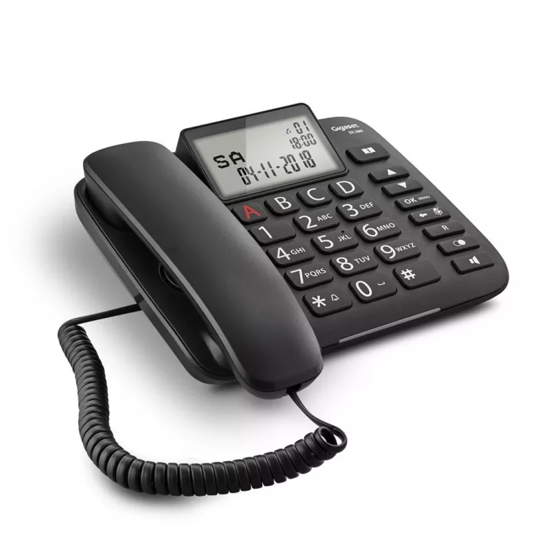 Telefon analogowy Gigaset DL380 z identyfikacją rozmówcy, słuchawka przewodowa, czarny