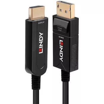 Kabel Lindy 10m światłowodowy hybrydowy DisplayPort 1.2 do HDMI 18G