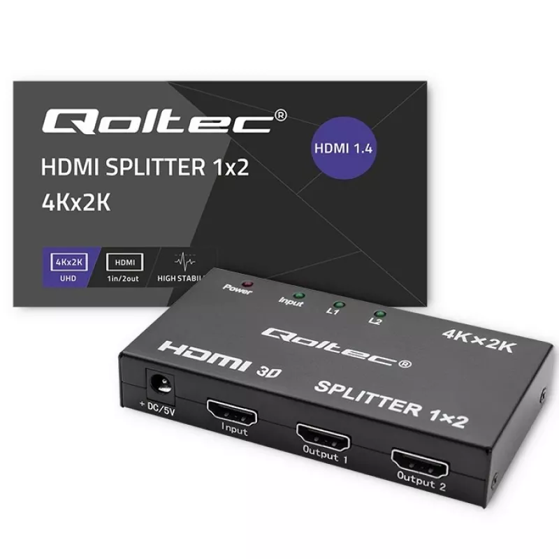 Aktywny rozdzielacz HDMI 2 x HDMI 4Kx2K, 3.4Gbps