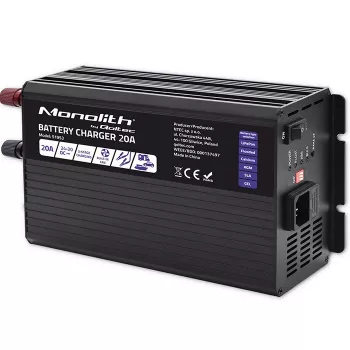 Qoltec Smart Monolith Ładowarka akumulatorów do LiFePO4 AGM GEL SLA | 20A | 24V