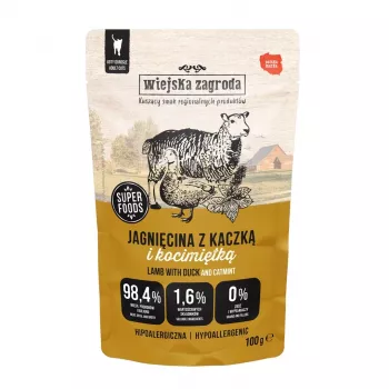 Mokra karma dla kota wiejskazagroda Lamb & Duck Catnip Adult 100 g, bez zbóż, bezglutenowa
