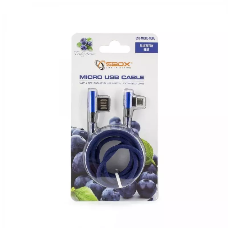 Sbox USB->Micro USB 90 M/M 1.5m USB-MICRO-90BL niebieskiberry Niebieski