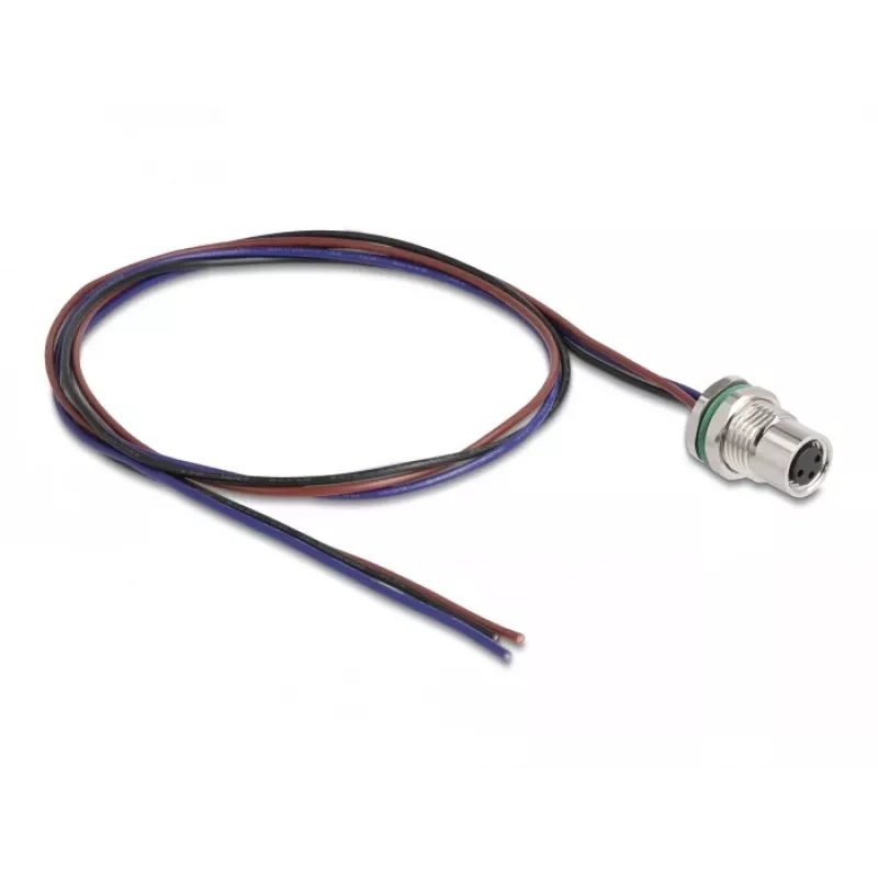 DeLOCK kabel do montażu panelowego M8, kodowanie A, 3-pinowy, żeński, 0,5 m