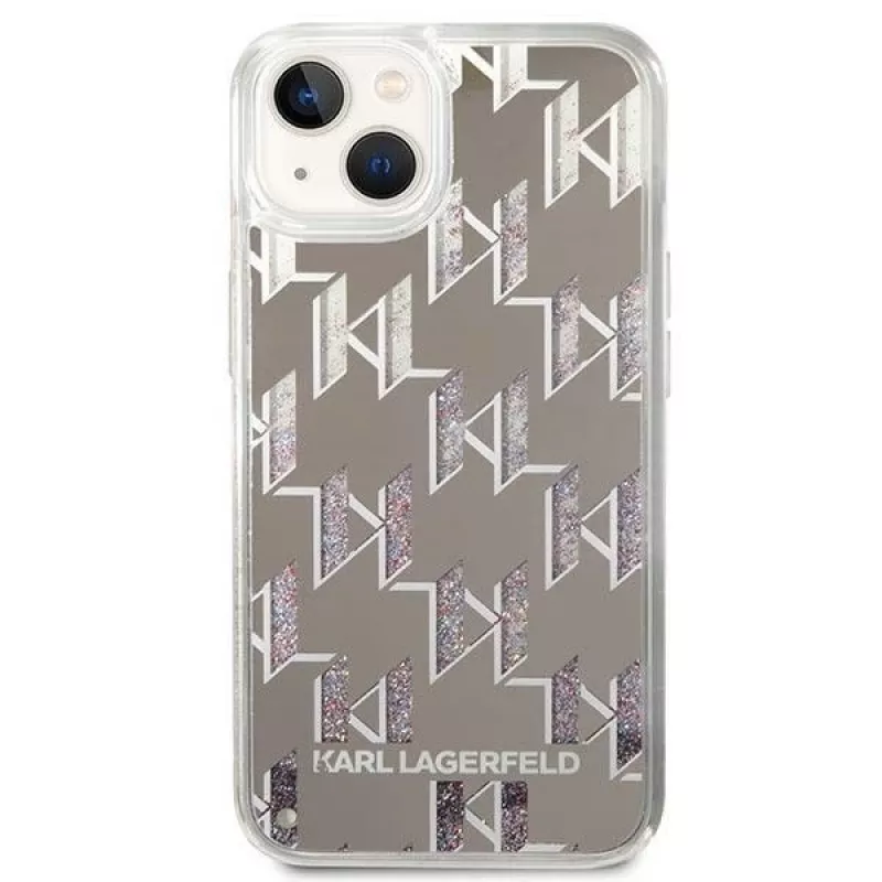 Karl Lagerfeld KLHCP14MLMNMS iPhone 14 Plus 6.7 etui twarde srebrne / srebrne Liquid Glitter Monogram