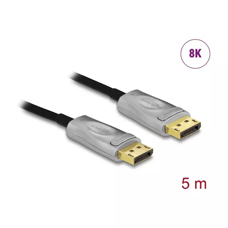 Aktywny kabel optyczny DisplayPort 1.4 DELOCK 85879 — 8K, 5 m