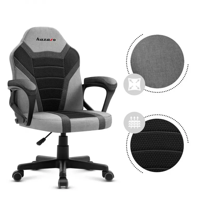Fotel gamingowy dla dzieci Huzaro HZ-Ranger 1.0 Gray Mesh, szaro-czarny