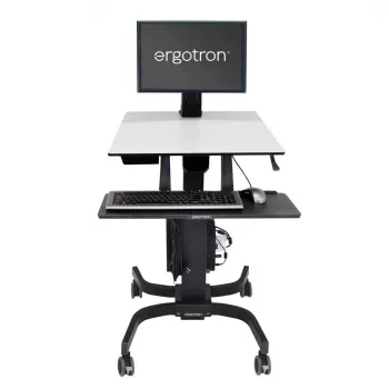 Ergotron WorkFit-C - Jednoosobowa stacja robocza do pracy na siedząco i stojąco - Wózek multimedialny - Czarny - Szary - 7,3 kg - 61 cm (24 cale) - 75 x 75, 100 x 100 mm - 360°