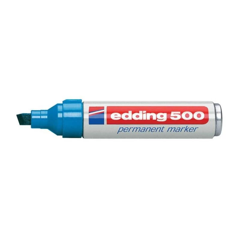 Marker permanentny Edding 500 z końcówką dłutową, niebieski
