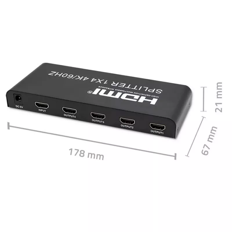 Qoltec 51799 Aktywny Rozdzielacz HDMI 4 x HDMI 4K x 2K | 6Gb/s | 60Hz