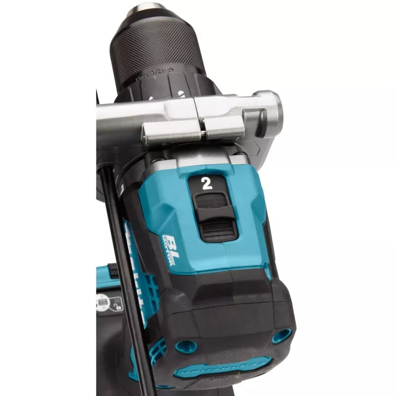 Makita HP001GD201 - Młotowiertarka/Wkrętarka - Akumulatorowa - 2 prędkości - Klucz uchwytowy 13 mm - 140 N·m - 2 akumulatory, ładowarka w zestawie - 40 V (HP001GD201)