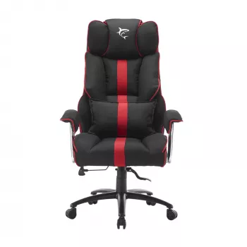 Fotel gamingowy White Shark LE MANS — ergonomiczny, regulowana wysokość, czarny/czerwony