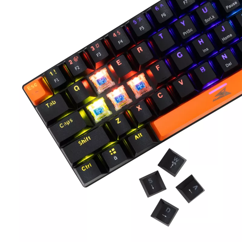 Klawiatura mechaniczna Baracuda Dolphin Czarny układ US z niebieskimi przełącznikami