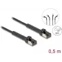 Kabel sieciowy DeLOCK RJ45 cienki Kat.6A U/FTP 0,5 m czarny
