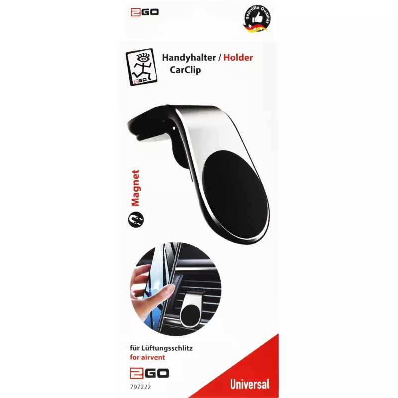Uchwyt pasywny 2GO CarClip do telefonu komórkowego/smartfona Czarny Srebrny