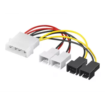 Goobay | Przewód zasilający/adapter do wentylatorów PC; męski 5,25 cala na wentylator 2x 12 V/2x 5 V