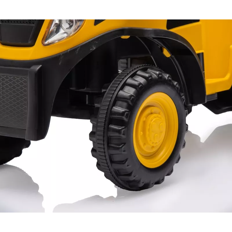 Pojazd CAT Traktor z przyczepą żółty jeździk