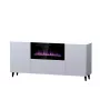 Komoda z kominkiem elektrycznym Cama Meble PAFOS, 180x42x82 cm, biały mat, 1400–1600 W, bezuchwytowa, 3 drzwi, 2 półki