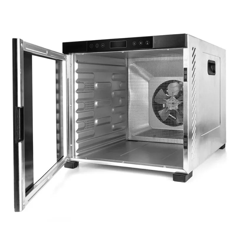 Suszarka do żywności Rommelsbacher DA1050, stal nierdzewna, 5 półek (10 tac ze stali nierdzewnej), regulowana temperatura 35–75 °C, timer 99 h, powierzchnia suszenia 1,6 m²