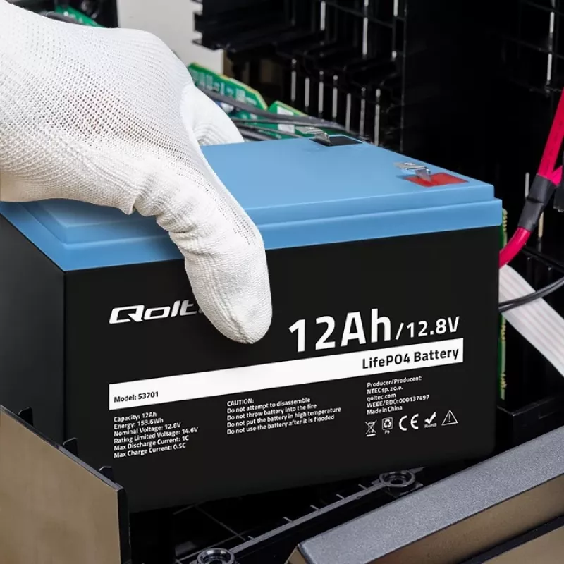 Qoltec LiFePO4 akumulator litowo-żelazowo-fosforanowy 12,8 V 12 Ah 153,6 Wh z BMS