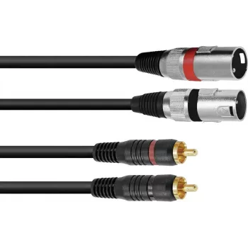 adapter kablowyowy XLR – RCA Omnitronic 3022522C — 2x XLR męski na 2x RCA męski, 1,5 m