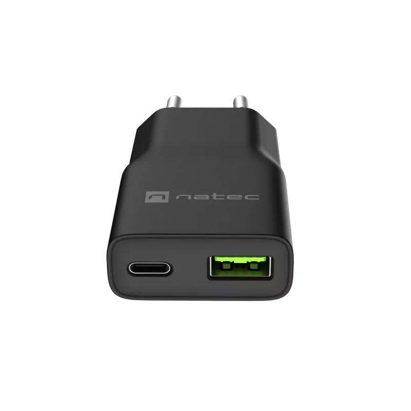 Zasilacz sieciowy NATEC Ribera NUC-2377 — 1×USB-A, 1×USB-C, 3 A