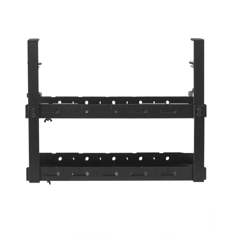 Organizer kabli pod biurko MACLEAN MC-102 — dwupoziomowa taca podblatowa, maks. obciążenie 5 kg, maks. długość 728 mm, czarny