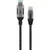 Kabel Ethernet USB-A 3.2 Gen1 Wtyk > Wtyk RJ-45, Adapter LAN czarny/srebrny, 3 metry, oplot tekstylny