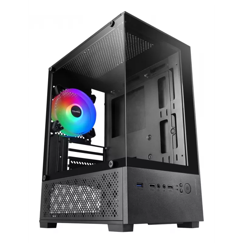 Mini Tower obudowa PC TACENS Mars Gaming MC-SE2 — Mini-ITX / Micro-ATX, czarna, okno boczne, zasilacz na dole, obsługa 2x2.5 cala + 1x3.5 cala