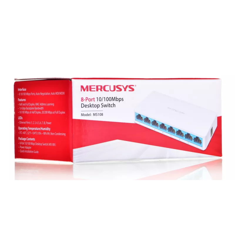 Przełącznik Mercusys MS108 8 portów RJ-45 10/100Mbps Niezarządzalny