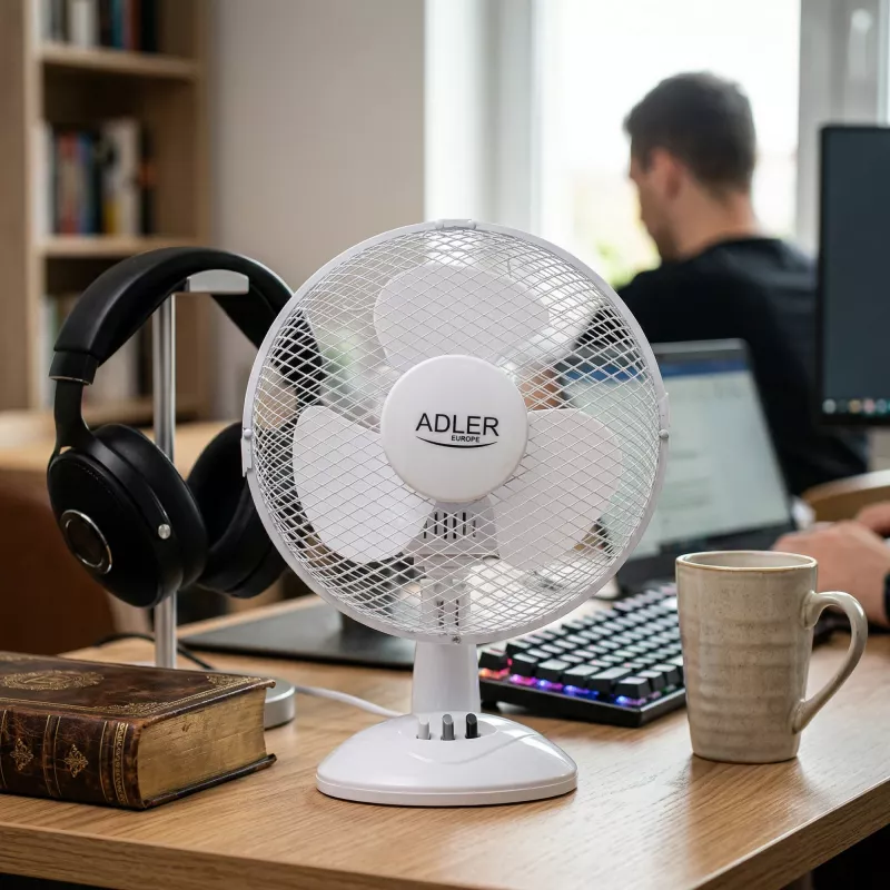 Adler | AD 7302 | Wentylator biurkowy | Biały | Średnica 23 cm | Liczba prędkości 2 | Oscylacja | 60 W | Nie