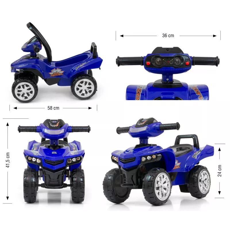 Jeździk milly mally Ride-on Monster Navy — pojazd do siedzenia i jeżdżenia dla dzieci, niska wysokość siedziska