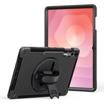 Ochronne etui z podstawką i paskiem na rękę Rugged jt berlin do Samsung Galaxy Tab S11 Ultra — czarne