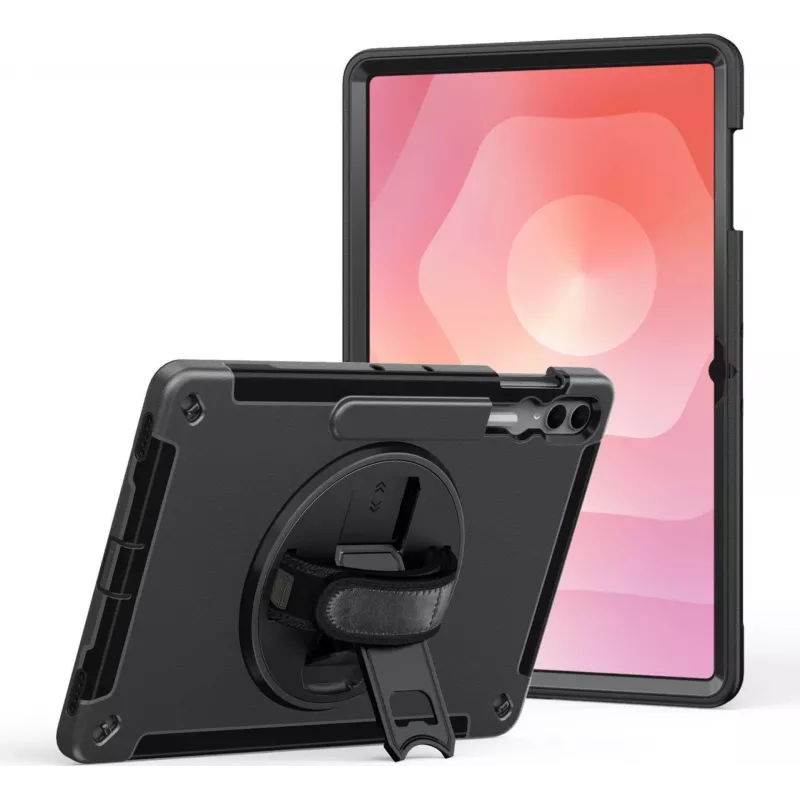 Ochronne etui z podstawką i paskiem na rękę Rugged jt berlin do Samsung Galaxy Tab S11 Ultra — czarne