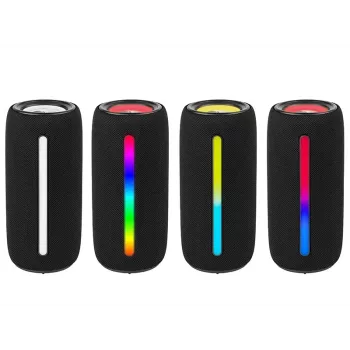 Przenośny głośnik stereo TRACER Stripe Czarny — 10 W RMS, Bluetooth/przewodowy, USB-A i USB-C, MicroSD, wbudowany akumulator (do 5 h)